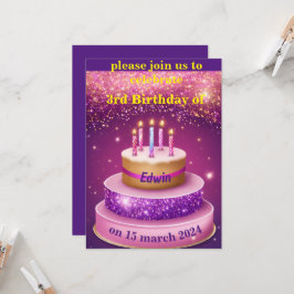 Invitación celebración del cumpleaños del pastel