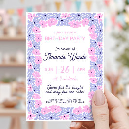 Invitación Celebración del cumpleaños del patrón floral de Da