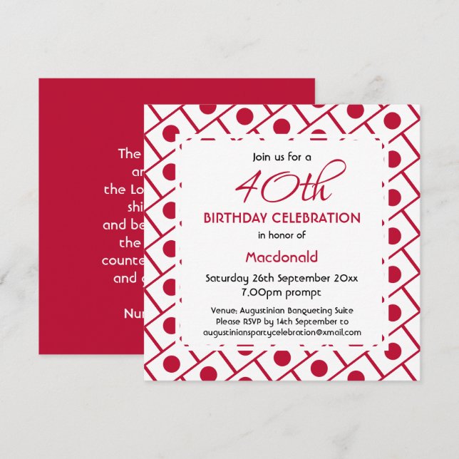 Invitación Celebración del cumpleaños del Personalizado de la (Anverso / Reverso)