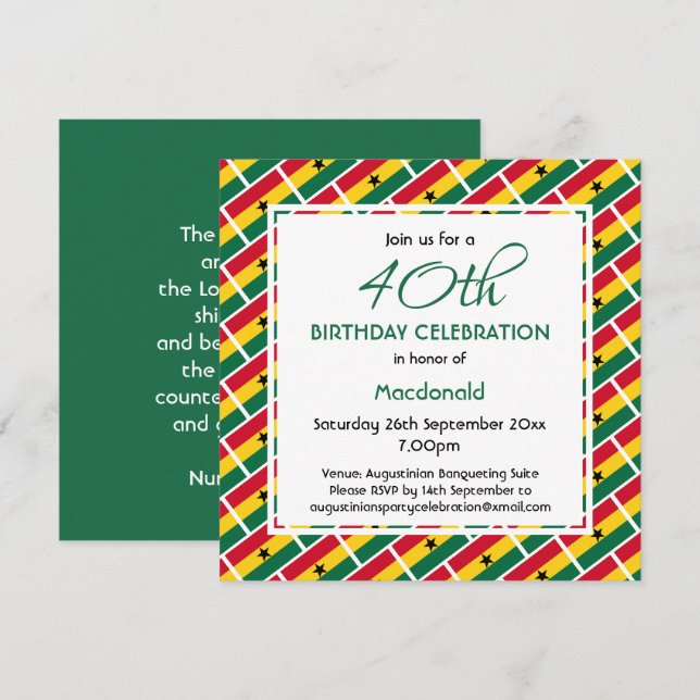 Invitación Celebración del cumpleaños del Personalizado GHANA (Anverso / Reverso)