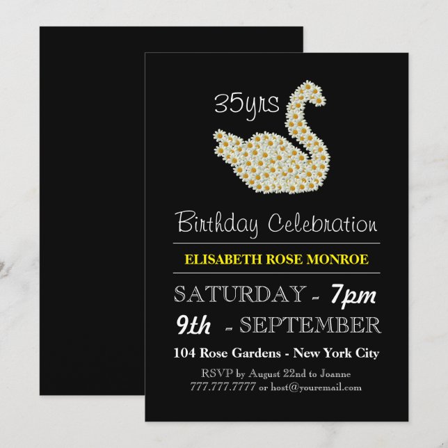Invitación Celebración del cumpleaños del Swan de Daisy (Anverso / Reverso)