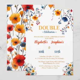 Invitación Celebración del cumpleaños doble de Flor silvestre