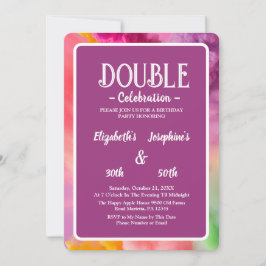Invitación Celebración del cumpleaños doble de humos colorido