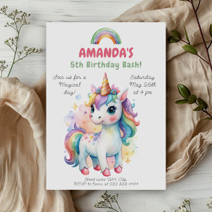 Invitación Celebración del cumpleaños mágico Rainbow Unicorn