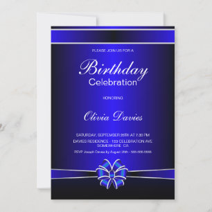 Invitación Celebración del cumpleaños negro y azul