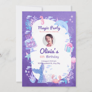 Invitación Celebración del cumpleaños por el tema de la siren