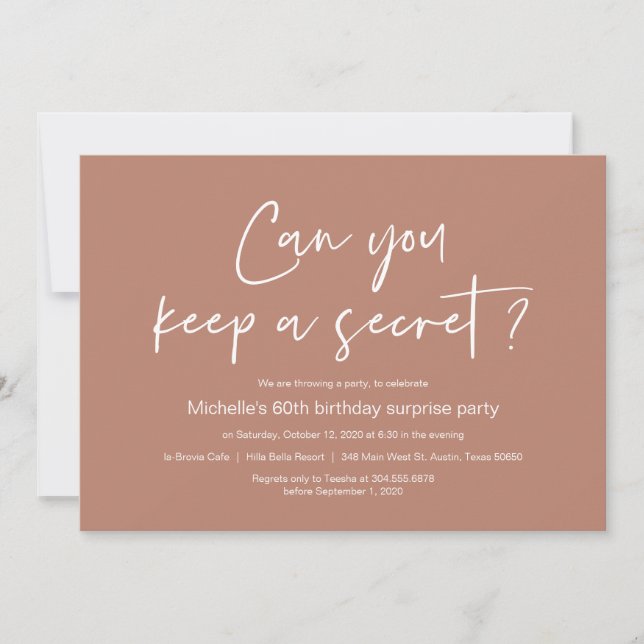 Invitación Celebración del cumpleaños sorpresa, Terracotta (Anverso)