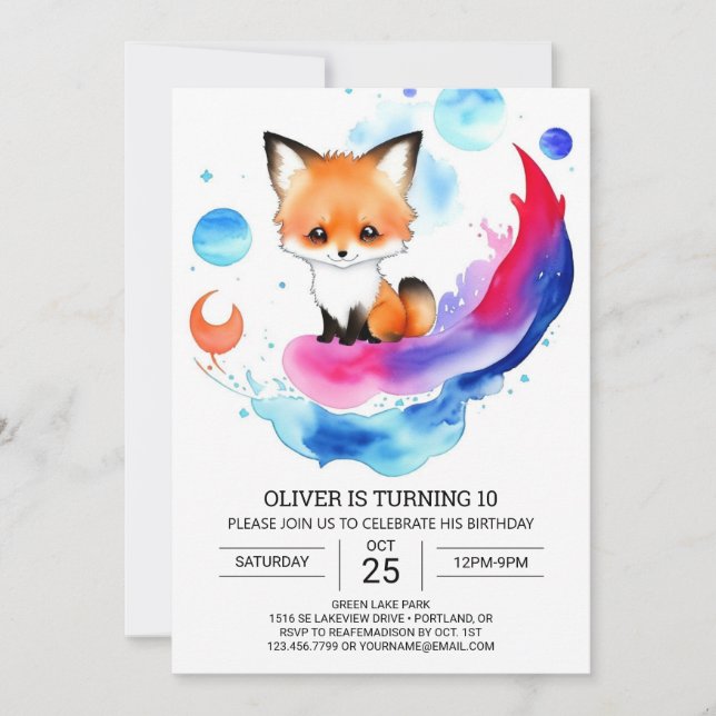Invitación Celebración del cumpleaños Woodland Fox Adventure (Anverso)