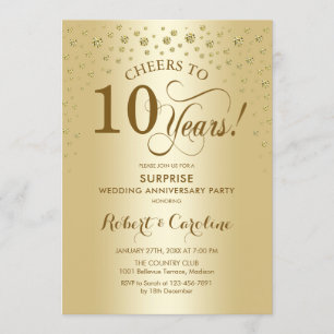 Invitación Celebración del décimo aniversario de Surprise