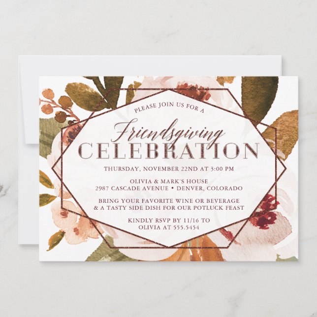 Invitación Celebración del Día de Amistad Floral de otoño (Anverso)