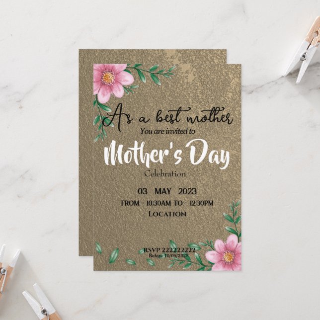 Invitación Celebración del Día de la Madre (Anverso/Reverso In Situ)