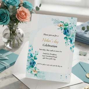 Invitación Celebración del día de la madre con acuarela flora