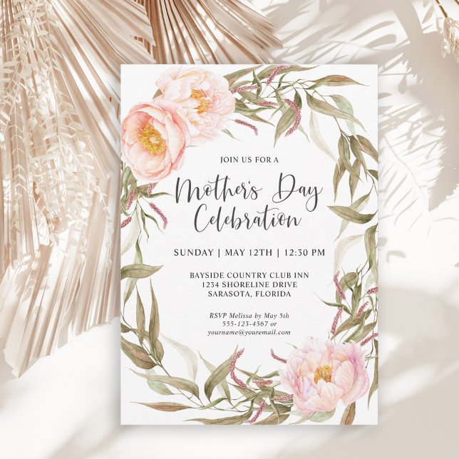 Invitación Celebración del Día de la Madre de flores de guirn (Available as printed or paperless digital download!)