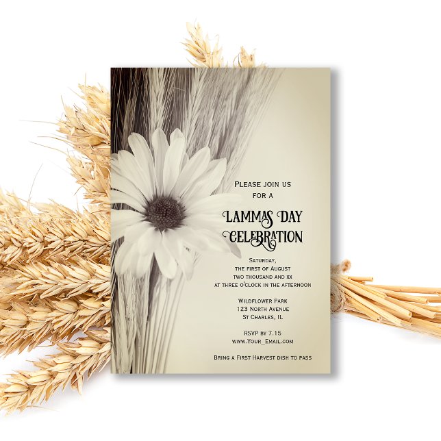 Invitación Celebración del Día de Lammas con Trigo Seco y Mar (Subido por el creador)