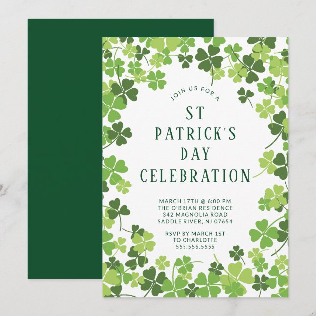 Invitación Celebración del Día de San Patricio (Anverso / Reverso)