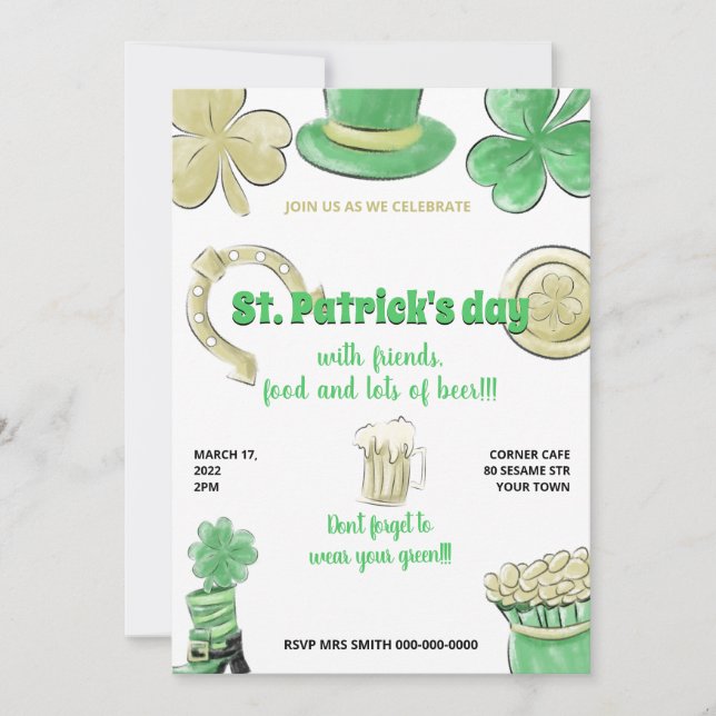 Invitación Celebración del Día de San Patricio (Anverso)