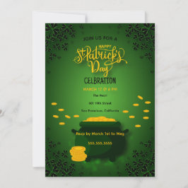 Invitación Celebración del día de San Patricio con pote de or