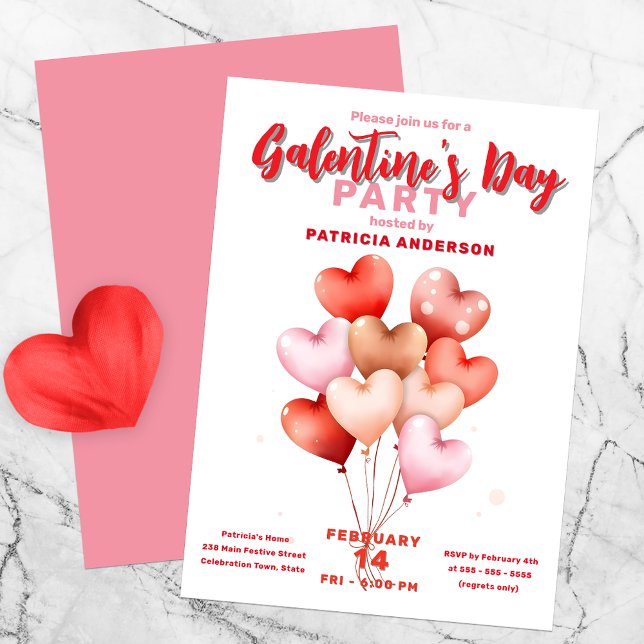 Invitación Celebración del Día del Fiesta de Galentine con gl (Subido por el creador)