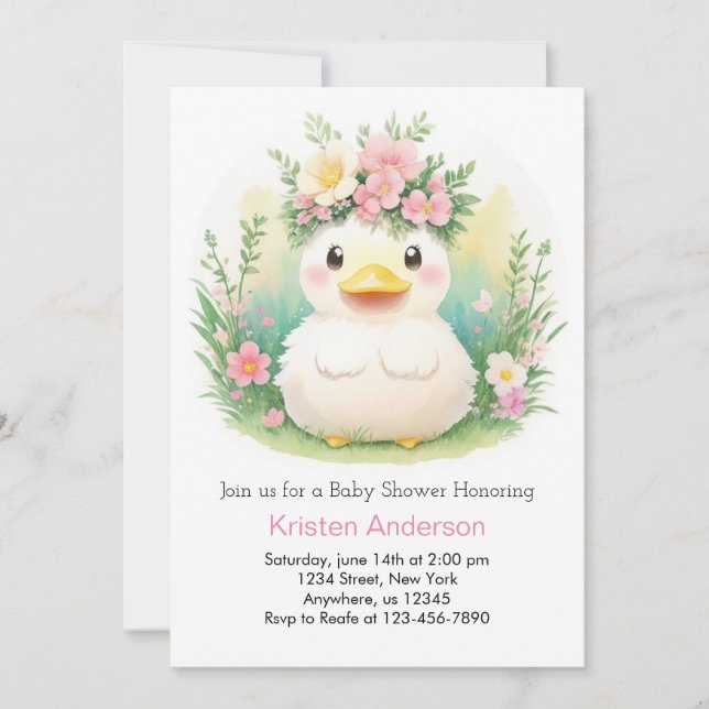 Invitación Celebración del duckling Sunshine: Chica Baby Show (Anverso)