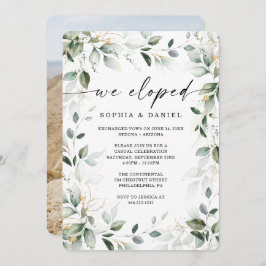 Invitación Celebración del Elopement Gold de Watercolor Green