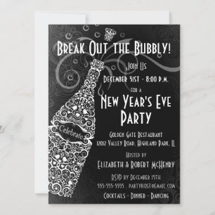 Invitación Celebración del Fiesta de champagne de Año Nuevo