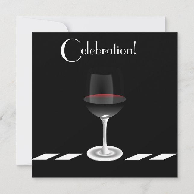 Invitación Celebración del Fiesta de cócteles en blanco y neg (Anverso)