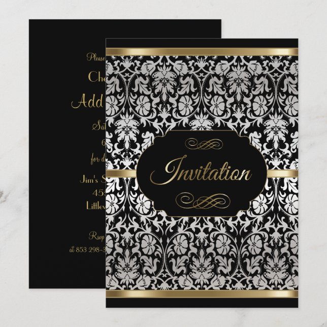 Invitación Celebración del Fiesta de Damasco de Plata y Oro | (Anverso / Reverso)