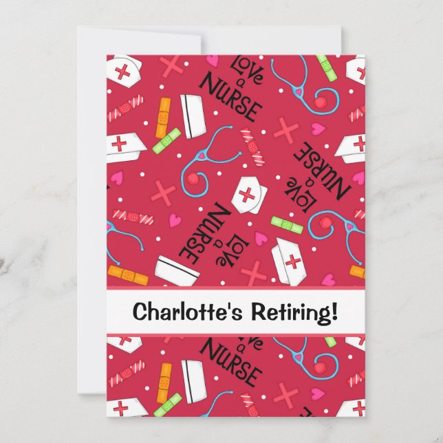 Invitación Celebración del Fiesta de jubilación de enfermera  (Anverso)