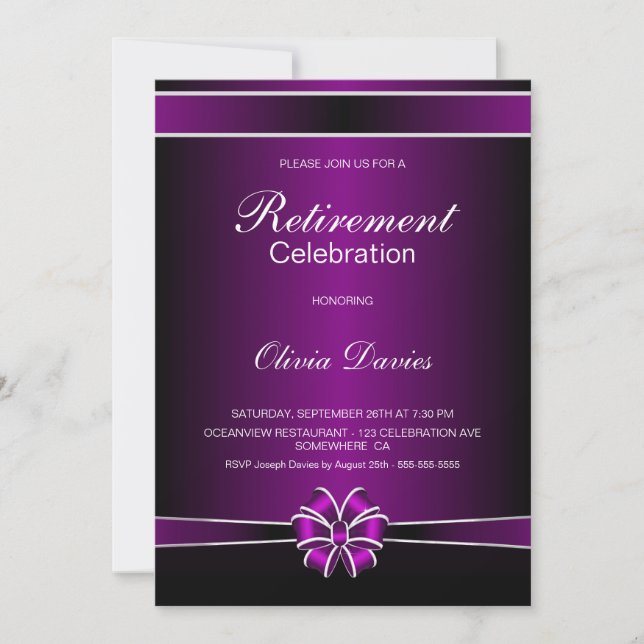 Invitación Celebración del Fiesta de Jubilación Negra y Morad (Anverso)