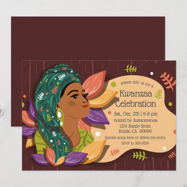 Invitación Celebración del Fiesta de Kwanzaa (Anverso / Reverso)