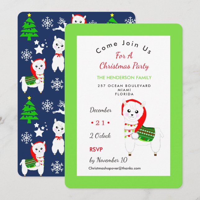 Invitación Celebración del Fiesta de Navidades de llamada fes (Anverso / Reverso)