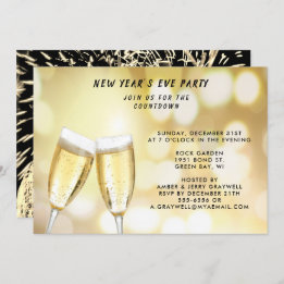 Invitación Celebración del Fiesta de Nochevieja y fuegos arti