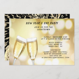 Invitación Celebración del Fiesta de Nochevieja y fuegos arti