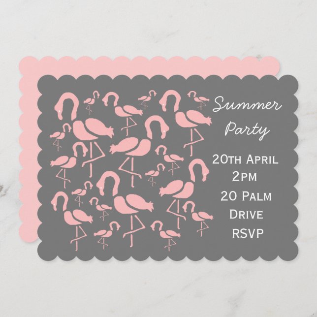 Invitación Celebración del fiesta de picnic flamingo de veran (Anverso / Reverso)