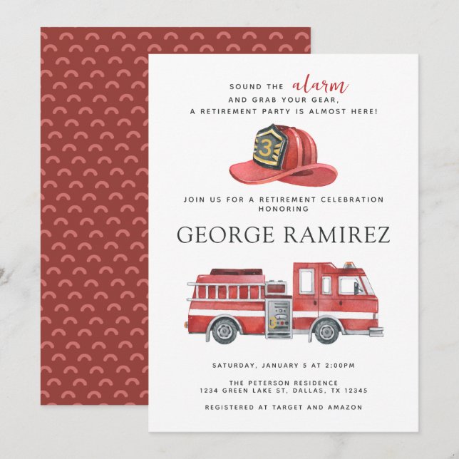 Invitación Celebración del Fiesta de retiro de bomberos (Anverso / Reverso)
