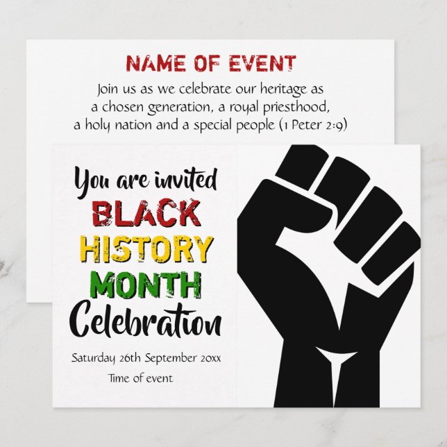 Invitación Celebración del Fiesta del evento del mes de HISTO (Anverso / Reverso)