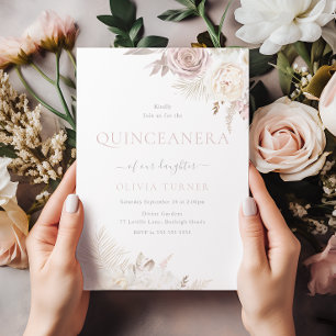 Invitación Celebración del Fiesta Quinceanera con flores de m
