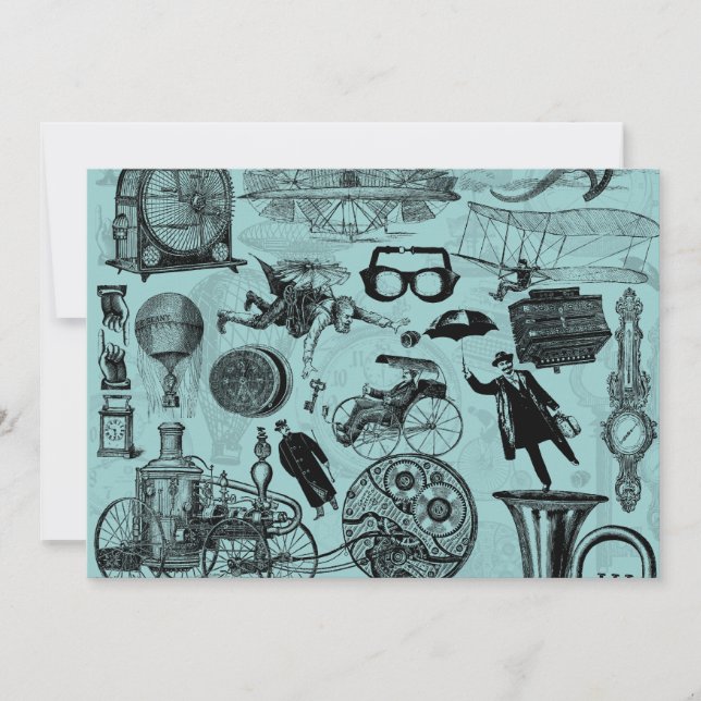 Invitación Celebración del Fiesta Steampunk Vintage (Anverso)