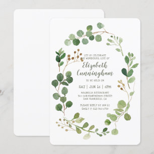 Invitación Celebración del follaje verde color de agua de la