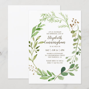 Invitación Celebración del follaje verde color de agua de la