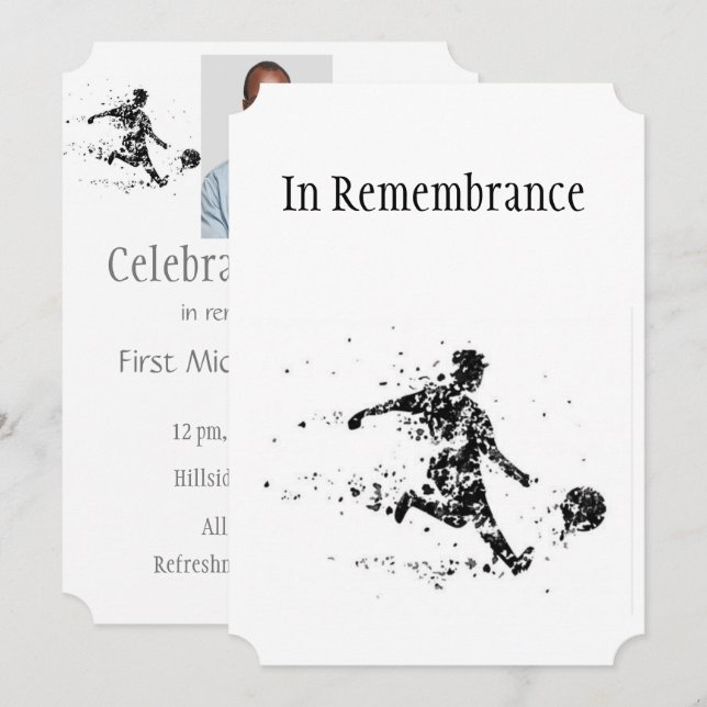 Invitación Celebración del funeral de jugador de fútbol de vi (Anverso / Reverso)