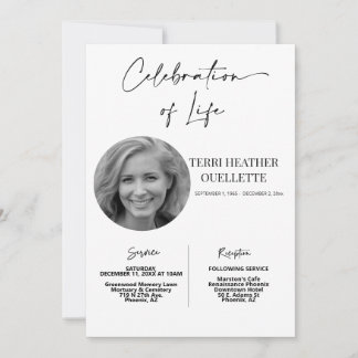 Invitación Celebración del funeral de la vida