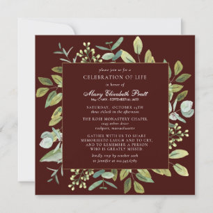 Invitación Celebración del funeral de la vida