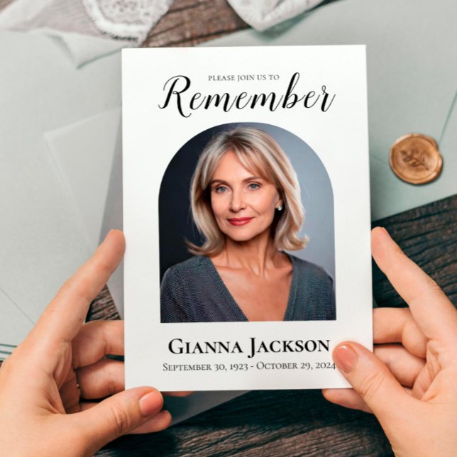 Invitación Celebración del funeral de la vida (Celebrating of Life Funeral Announcement Memorial Service Invitation Editable Photo)