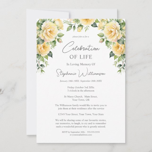 Invitación Celebración del funeral de la vida 4 foto funeral  (Anverso)