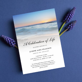 Invitación Celebración del funeral de la vida en el océano co