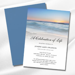 Invitación Celebración del funeral de la vida en el océano co