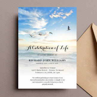 Invitación Celebración del funeral de la vida en el océano co