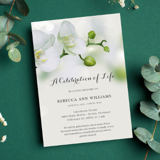 Invitación Celebración del funeral de la vida en orquídeas ve