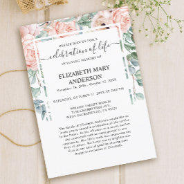 Invitación Celebración del funeral de la vida en Rubor rosa